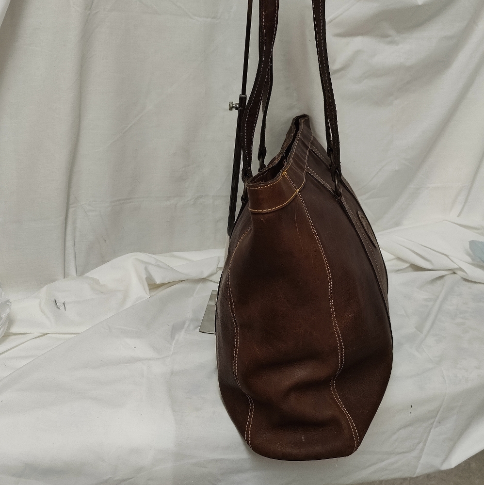 💯Authentic "Signed Original" Eddie Bauer Large leather Tote Bag HTF VTG RARE - Picture 5 of 9